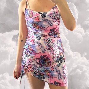 Dolls kill x bratz cowl neck graffiti mini dress